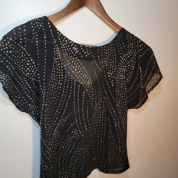 Vintage Rumours sequined see-through black top. Small - Picture 2 of 16